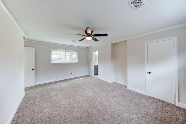 8822 Rowan Ln, Houston, TX 77036 - carpeted empty room with ornamental molding and a ceiling fan