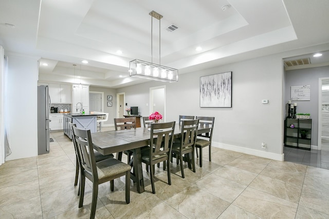 910 11th St, South Houston, TX 77587 - dining space with a raised ceiling, light tile patterned floors, and recessed lighting