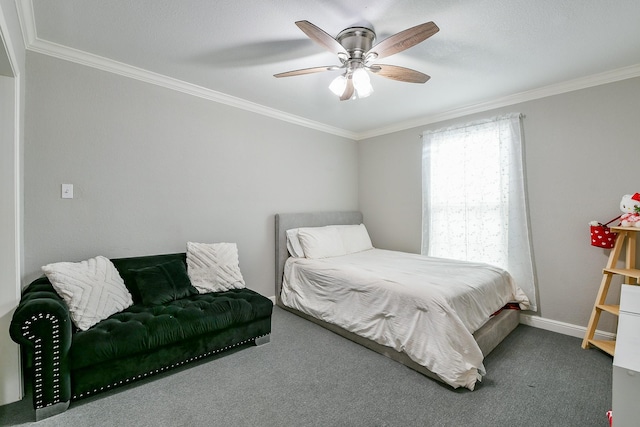 910 11th St, South Houston, TX 77587 - carpeted bedroom featuring ornamental molding and a ceiling fan