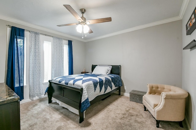 910 11th St, South Houston, TX 77587 - bedroom featuring ornamental molding, light carpet, and a ceiling fan