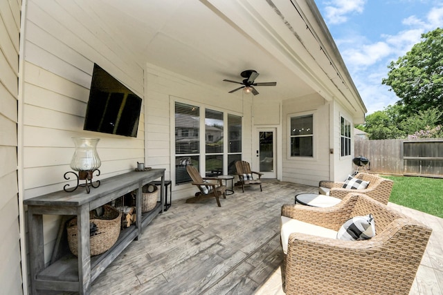 3214 Oak Park Ln, Missouri City, TX 77459 - deck with ceiling fan