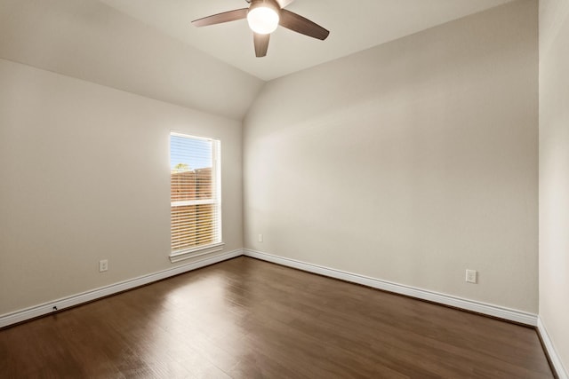 1719 Quail Ridge Dr, Katy, TX 77493 - spare room featuring ceiling fan, dark wood finished floors, and lofted ceiling