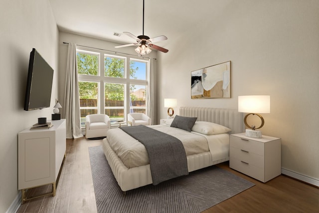 1719 Quail Ridge Dr, Katy, TX 77493 - bedroom with wood finished floors and ceiling fan