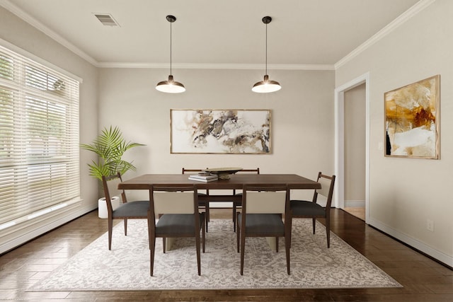 1719 Quail Ridge Dr, Katy, TX 77493 - dining space with hardwood / wood-style floors and ornamental molding