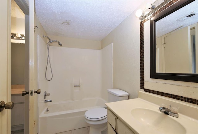 13002 Leader Unit 906, Houston, TX 77072 - full bath featuring a textured ceiling, shower / bathtub combination, vanity, tile patterned flooring, and a textured wall