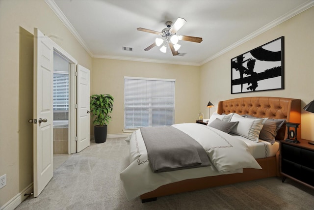 9007 Harbor Hills Dr, Houston, TX 77054 - bedroom featuring ornamental molding, carpet floors, and ceiling fan