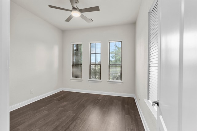 6126 Garden Lakes Ln, Sugar Land, TX 77479 - spare room with dark wood finished floors and a ceiling fan