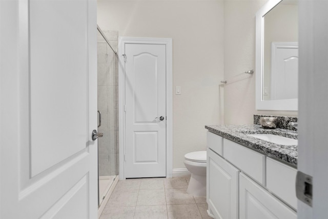 6126 Garden Lakes Ln, Sugar Land, TX 77479 - bathroom featuring vanity, a shower stall, and tile patterned floors