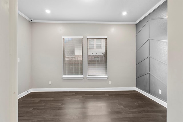 6126 Garden Lakes Ln, Sugar Land, TX 77479 - unfurnished room with crown molding, dark wood finished floors, and recessed lighting