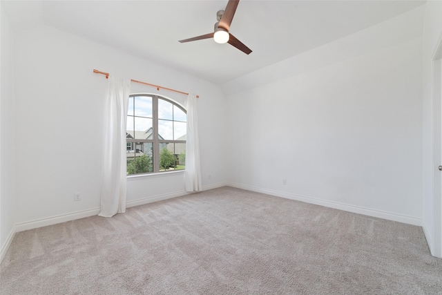 13731 Pedernales Ct, Cypress, TX 77429 - empty room with carpet, a ceiling fan, and vaulted ceiling