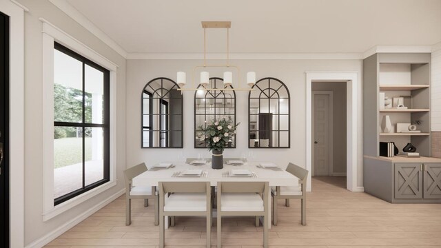 4935 Ward Bend Rd, Sealy, TX 77474 - dining room with light wood-type flooring and ornamental molding