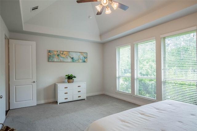 4209 Orchard Pass Dr, Spring, TX 77386 - carpeted bedroom featuring lofted ceiling and ceiling fan