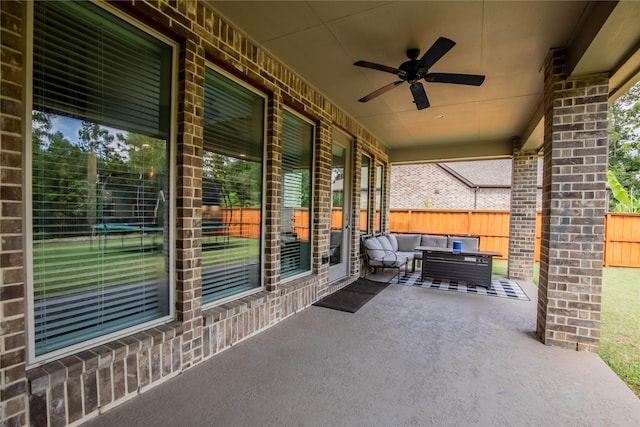 4209 Orchard Pass Dr, Spring, TX 77386 - view of patio / terrace with outdoor lounge area and ceiling fan