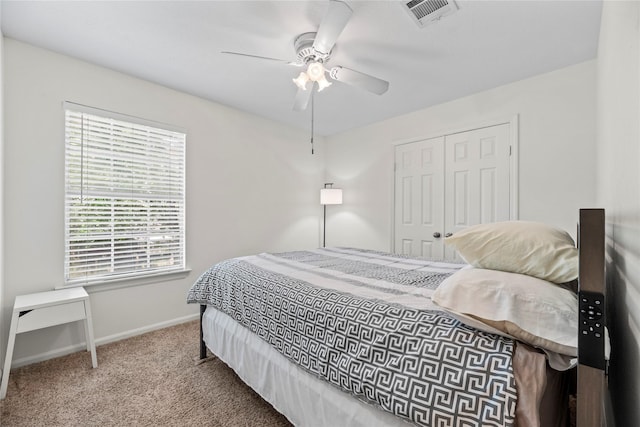 15207 Hillside Park Way, Cypress, TX 77433 - bedroom with carpet flooring, a closet, and ceiling fan