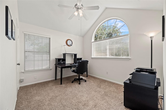 15207 Hillside Park Way, Cypress, TX 77433 - carpeted office space with lofted ceiling and a ceiling fan