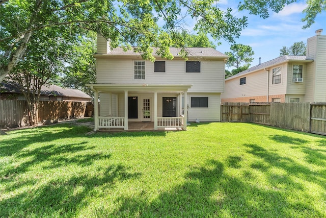 15207 Hillside Park Way, Cypress, TX 77433 - rear view of house with a fenced backyard, a chimney, and cooling unit