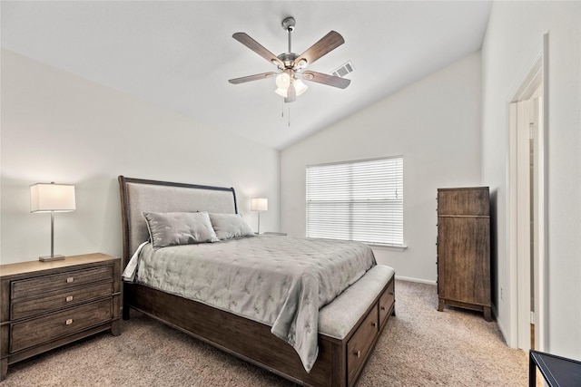 15207 Hillside Park Way, Cypress, TX 77433 - bedroom featuring lofted ceiling, light carpet, and a ceiling fan