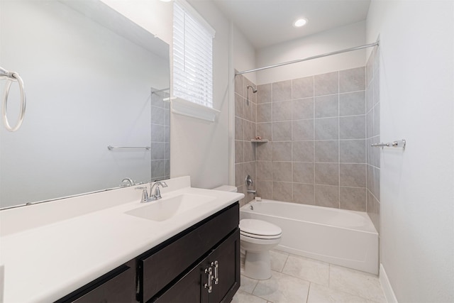 3514 Hampton Landing Ct, Katy, TX 77494 - bathroom with tile patterned flooring, vanity,  shower combination, and recessed lighting