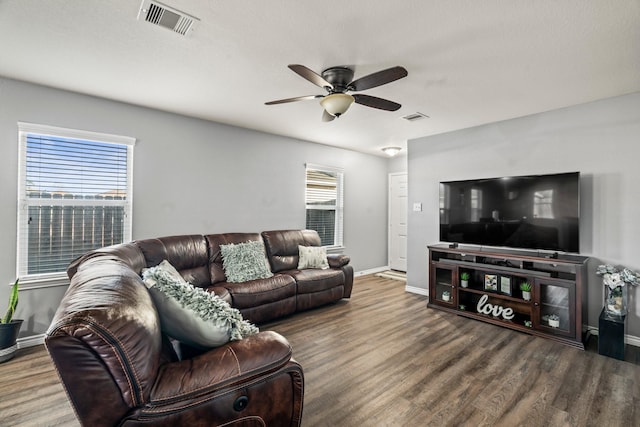12715 Lilac Stone Ct, Houston, TX 77044 - living room with a ceiling fan and wood finished floors