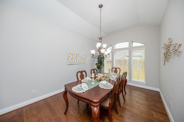 27907 Brandy Creek Ln, Fulshear, TX 77441 - dining room featuring vaulted ceiling, a chandelier, and wood finished floors