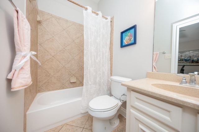 27907 Brandy Creek Ln, Fulshear, TX 77441 - bathroom with shower / bath combo, vanity, and tile patterned floors