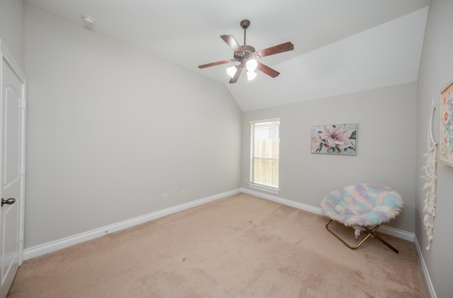 27907 Brandy Creek Ln, Fulshear, TX 77441 - unfurnished bedroom with lofted ceiling, light carpet, and a ceiling fan