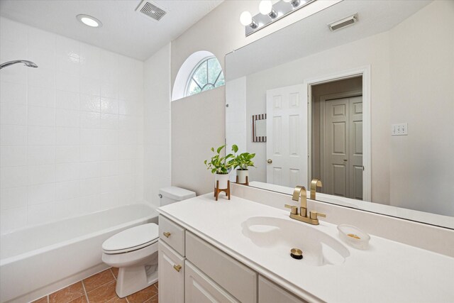 2019 Hazard St, Houston, TX 77019 - full bathroom with vanity,  shower combination, and tile patterned floors