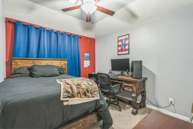 12602 Browning Dr, Montgomery, TX 77356 - carpeted bedroom featuring ceiling fan and a desk