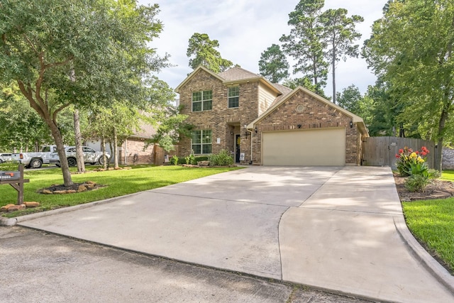 12602 Browning Dr, Montgomery, TX 77356 - traditional-style house with a garage, driveway, and brick siding