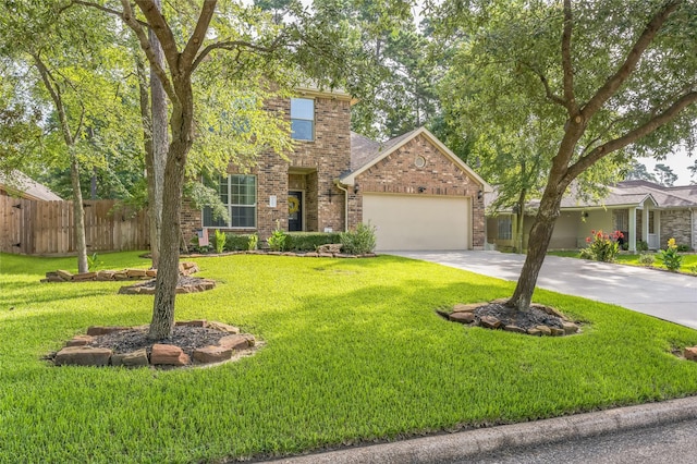 12602 Browning Dr, Montgomery, TX 77356 - traditional-style house featuring an attached garage, concrete driveway, and brick siding