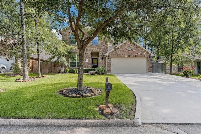 12602 Browning Dr, Montgomery, TX 77356 - view of front of property with a garage, brick siding, and concrete driveway