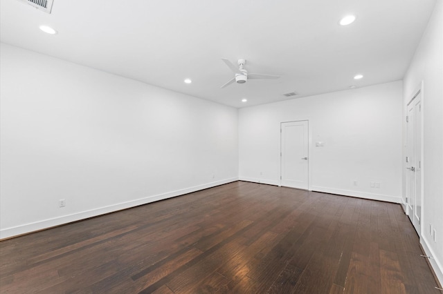 7722 Jacquelyn Oaks Rd, Houston, TX 77055 - spare room with a ceiling fan, dark wood-style floors, and recessed lighting