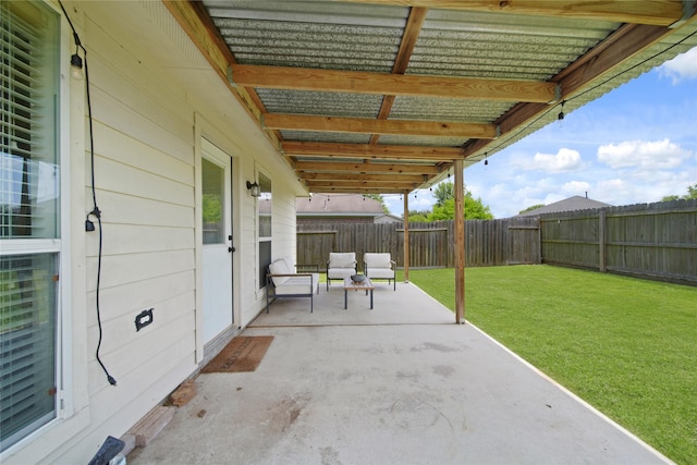 1111 Cypress Ln, Dayton, TX 77535 - fenced backyard with a patio area