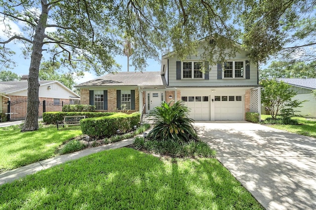 12239 Monticeto Ln, Meadows Place, TX 77477 - traditional-style house with brick siding, a garage, and driveway