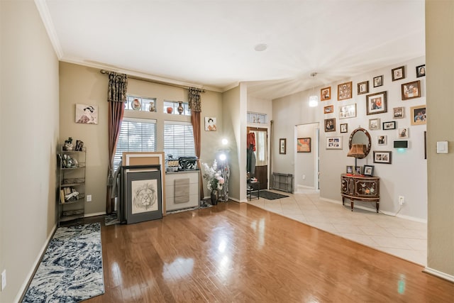 18115 Stone Angel Dr, Humble, TX 77346 - office area with ornamental molding and wood finished floors