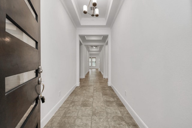 14807 Providence Manor Way, Cypress, TX 77429 - hall featuring ornamental molding and a chandelier