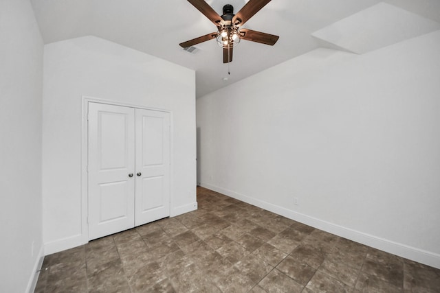 14807 Providence Manor Way, Cypress, TX 77429 - unfurnished bedroom featuring vaulted ceiling, a closet, and a ceiling fan