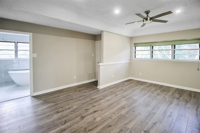 15102 Torry Pines Rd, Houston, TX 77062 - unfurnished room with wood finished floors, a ceiling fan, recessed lighting, and a textured ceiling