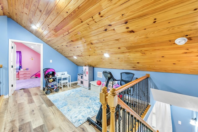 4214 Cross Cut, Cleveland, TX 77328 - recreation room with vaulted ceiling, wooden ceiling, and wood finished floors