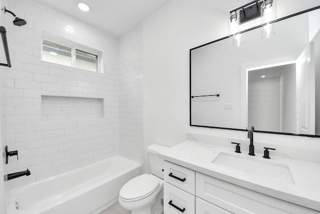 1218 English St, Houston, TX 77009 - full bathroom with vanity,  shower combination, and recessed lighting