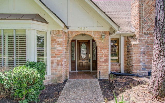 3623 Beech Hill Dr, Spring, TX 77388 - property entrance with brick siding and roof with shingles