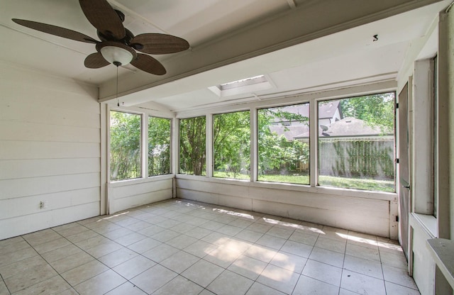 3623 Beech Hill Dr, Spring, TX 77388 - unfurnished sunroom with a ceiling fan, tile patterned floors, and healthy amount of natural light