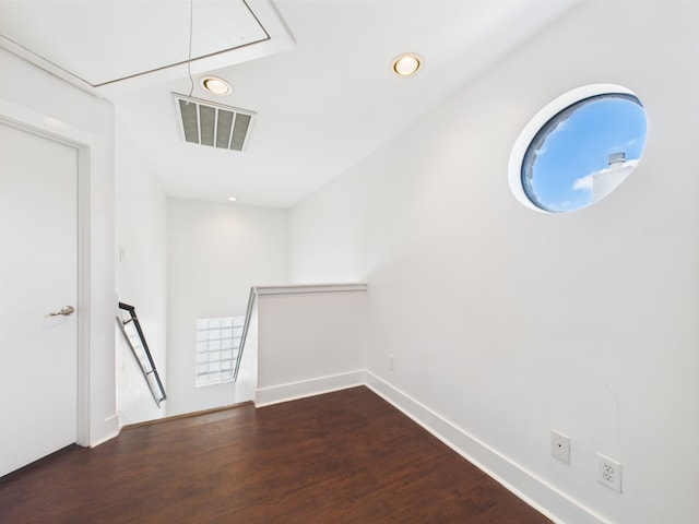5810 Darling St Unit F, Houston, TX 77007 - empty room featuring attic access, wood finished floors, and recessed lighting