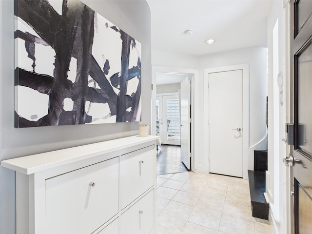 5810 Darling St Unit F, Houston, TX 77007 - hallway with light tile patterned floors and recessed lighting
