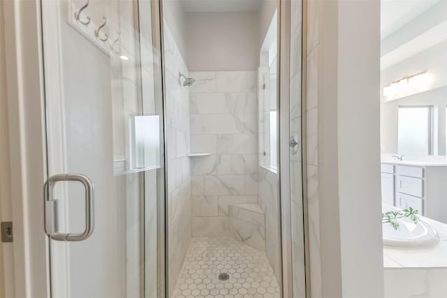 20519 Grazing Foal Ln, Tomball, TX 77377 - bathroom featuring vanity and a shower stall