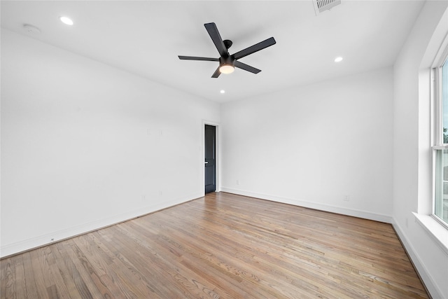 1011 E 28th St, Houston, TX 77009 - spare room featuring a smoke detector, wood finished floors, a ceiling fan, and recessed lighting