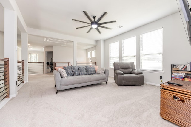 1563 Rd 66114, Dayton, TX 77535 - living area featuring attic access, a ceiling fan, and carpet