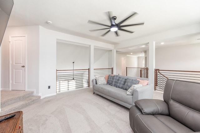 1563 Rd 66114, Dayton, TX 77535 - living area with carpet floors, ceiling fan, and recessed lighting