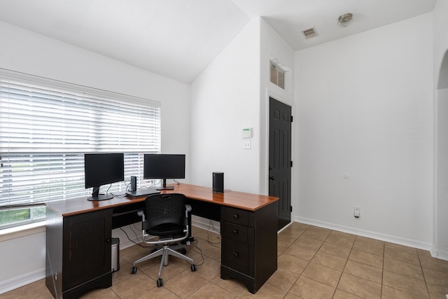 20930 Morgan Knoll Ln, Katy, TX 77449 - office space with lofted ceiling and light tile patterned floors