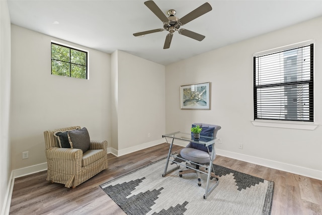 5204 Maxie St, Houston, TX 77007 - home office with wood finished floors and a ceiling fan